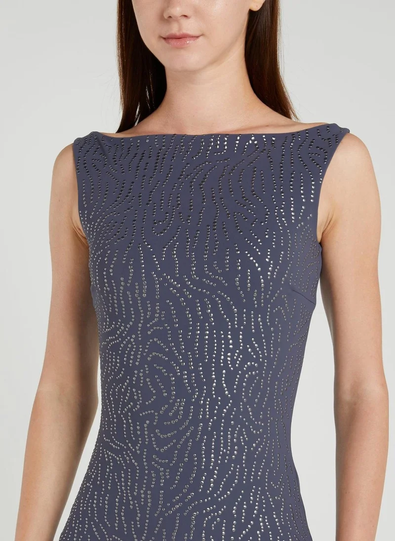 Chiara boni Race Navy Bateau Neckline Maxi Dress