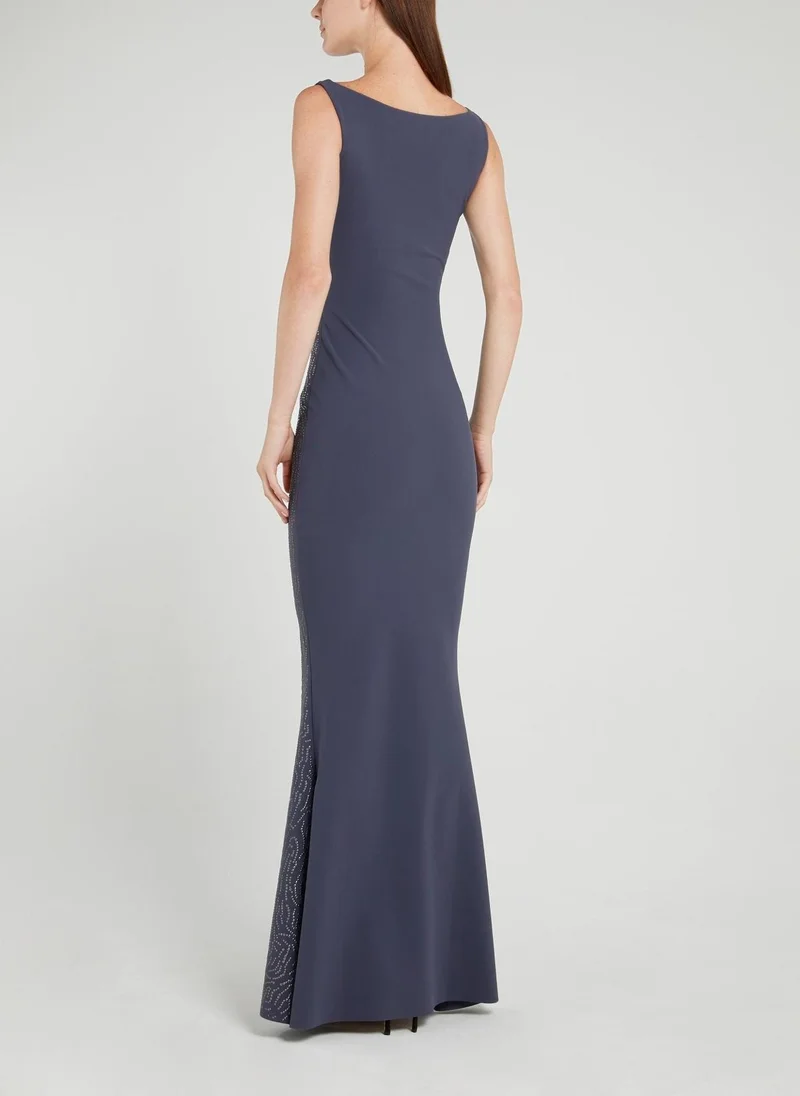 Chiara boni Race Navy Bateau Neckline Maxi Dress