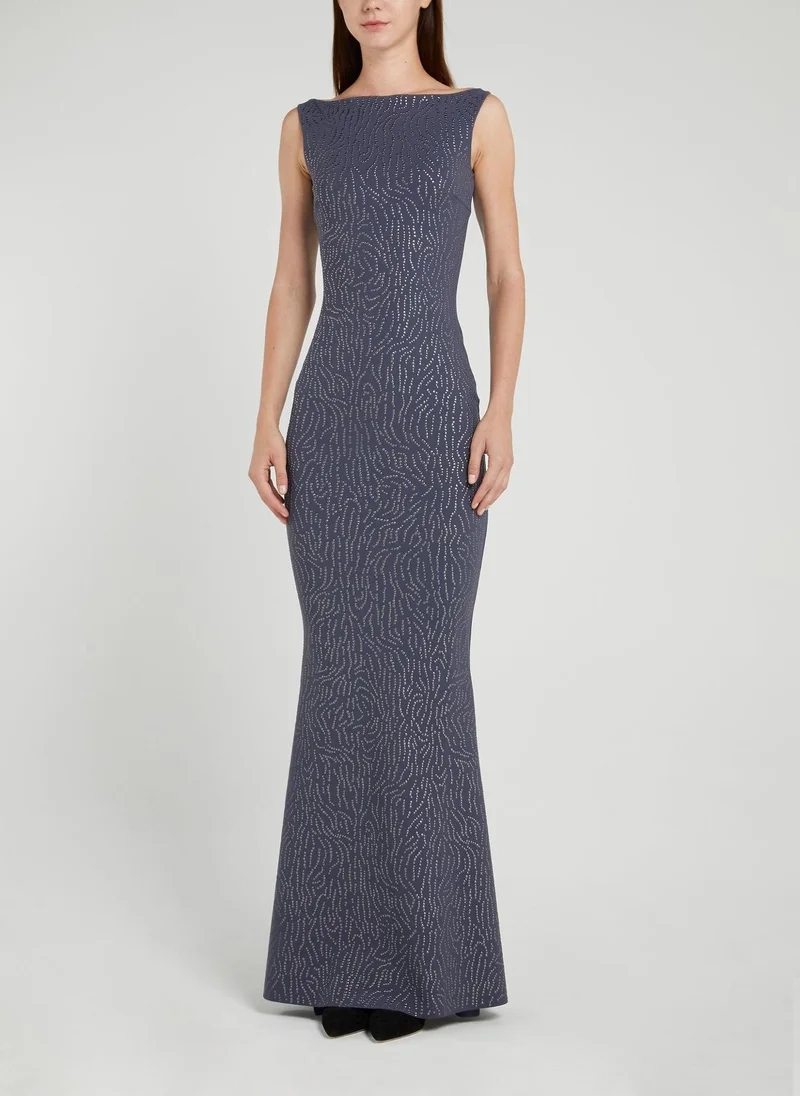 Chiara boni Race Navy Bateau Neckline Maxi Dress