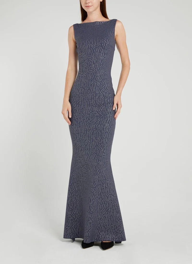 Chiara boni Race Navy Bateau Neckline Maxi Dress