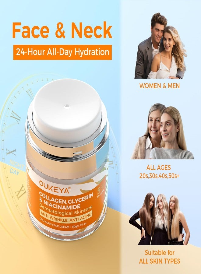 OUKEYA Collagen, Retinol & Hyaluronic Acid Cream - Anti-Aging Face Moisturizer for Face, Neck & Décolleté, Daily Moisturizer Face Cream - 1.7 fl.oz with 5% Hyaluronic Acid Niacinamide - Image 3