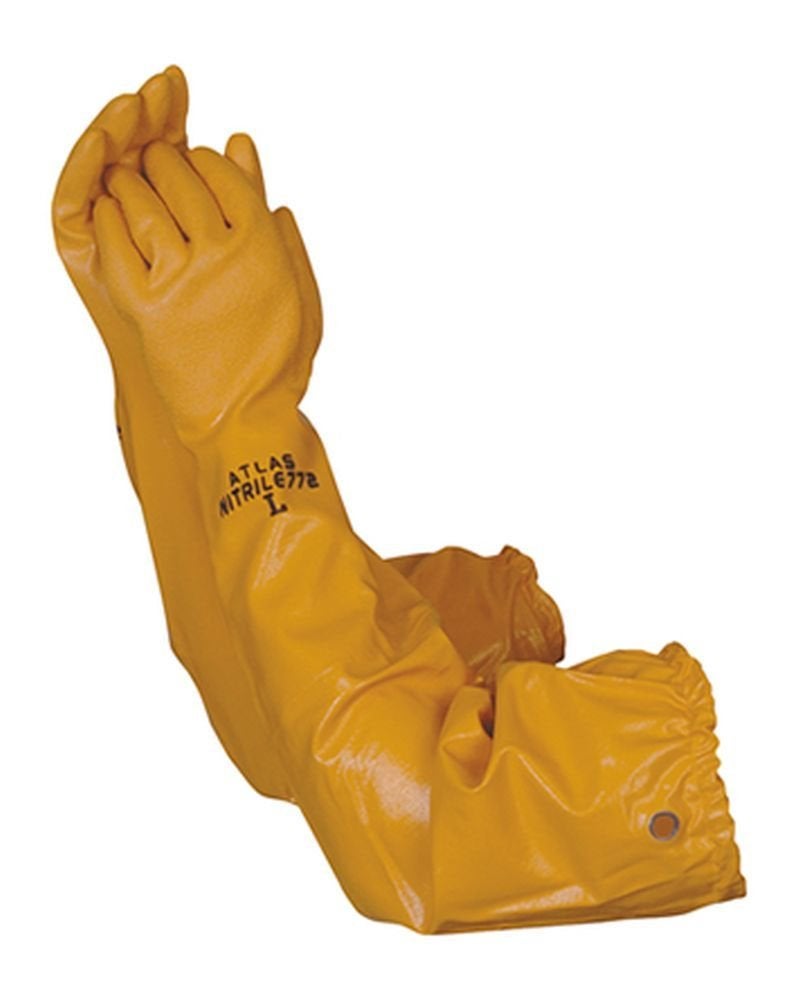 Atlas 772 26inch Nitrile XLarge Elbow Length Chemical Resistant Yellow Gloves