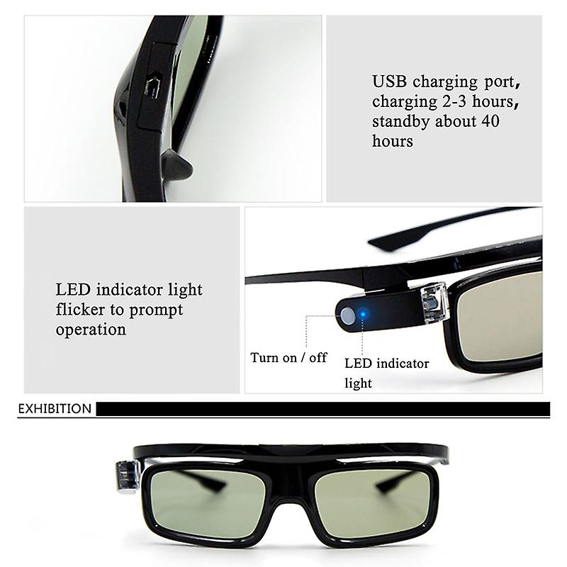 نظارات عرض ثلاثية الأبعاد مشغل GL1800 ذات الغطاء النشط وقابلة لإعادة الشحن بنظام DLP-link لجميع أجهزة العرض ثلاثية الأبعاد DLP من شركات Optama وAcer وBenq وViewsonic وSharp وDell - Image 1