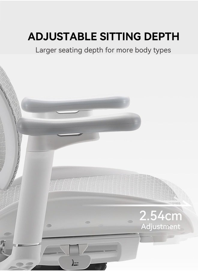 SIHOO SIHOO S100 Ergonomic Office Chair, 6D Dynamic Lumbar Support, Adjustable Seat Depth, Ultra Soft 3D Armrests, Adjustable Backrest Home Office Chair, Big and Tall Computer Chair (White)  - Image 5