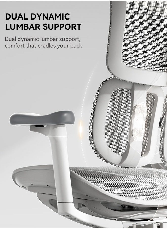 SIHOO S100 Ergonomic Office Chair, 6D Dynamic Lumbar Support, Adjustable Seat Depth, Ultra Soft 3D Armrests, Adjustable Backrest Home Office Chair, Big and Tall Computer Chair (White)