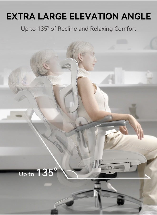 SIHOO S100 Ergonomic Office Chair, 6D Dynamic Lumbar Support, Adjustable Seat Depth, Ultra Soft 3D Armrests, Adjustable Backrest Home Office Chair, Big and Tall Computer Chair (White)