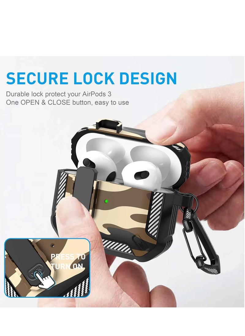 OPEN - Airpods 4 Case, Airpods 4th Generation Case with Lock, Airpods 4th Generation Case, Hard Shell Rugged Shockproof Case with Keychain for Apple Airpods 4 2024 (Desert Camouflage) - Image 1