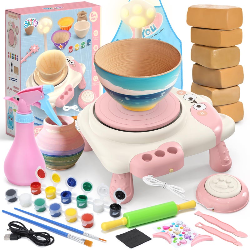 Skirfy Pottery Wheel for Kids Beginners with Light,Arts and Crafts for Kids Ages 8-12,Ceramic Wheel with Painting Kit, Adjustable Speed,Birthday Christmas Thanksgiving Gift for Girls Boys Age 6+ - Image 1