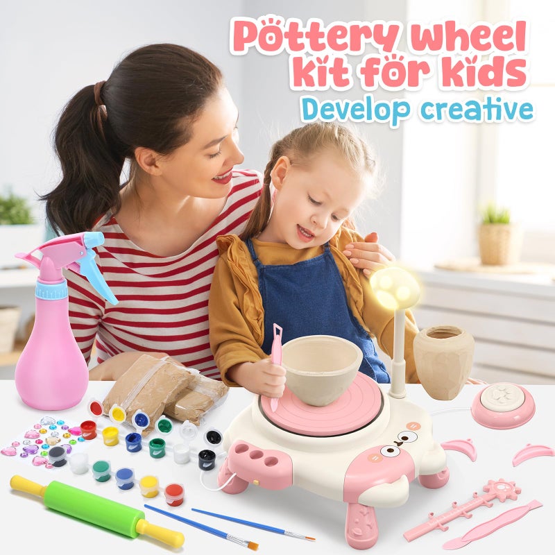 Skirfy Pottery Wheel for Kids Beginners with Light,Arts and Crafts for Kids Ages 8-12,Ceramic Wheel with Painting Kit, Adjustable Speed,Birthday Christmas Thanksgiving Gift for Girls Boys Age 6+ - Image 4