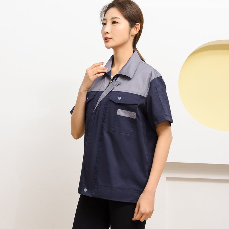 Zhenhao Summer Half-Sleeved Work Clothes Men'S Short-Sleeved Thin Suit Men'S Breathable Labor Protection Tooling Workshop Factory Clothes Work Clothes - Image 2