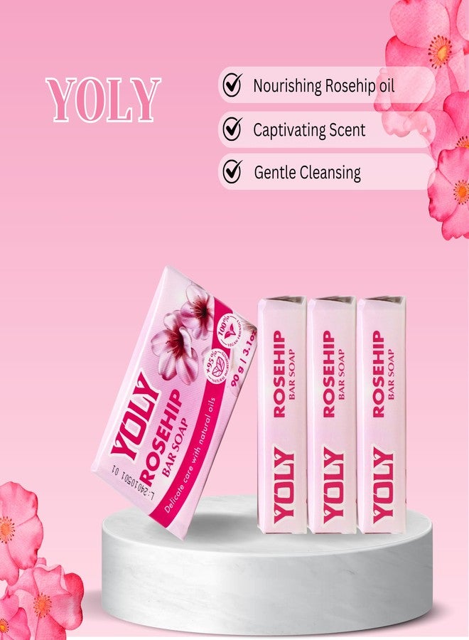 YOLY Rosehip Bar Soap (90 g, Pack of 4) - 95% Natural, Vegan-Friendly Moisturizing Soap for Silky Smooth Skin - Image 2