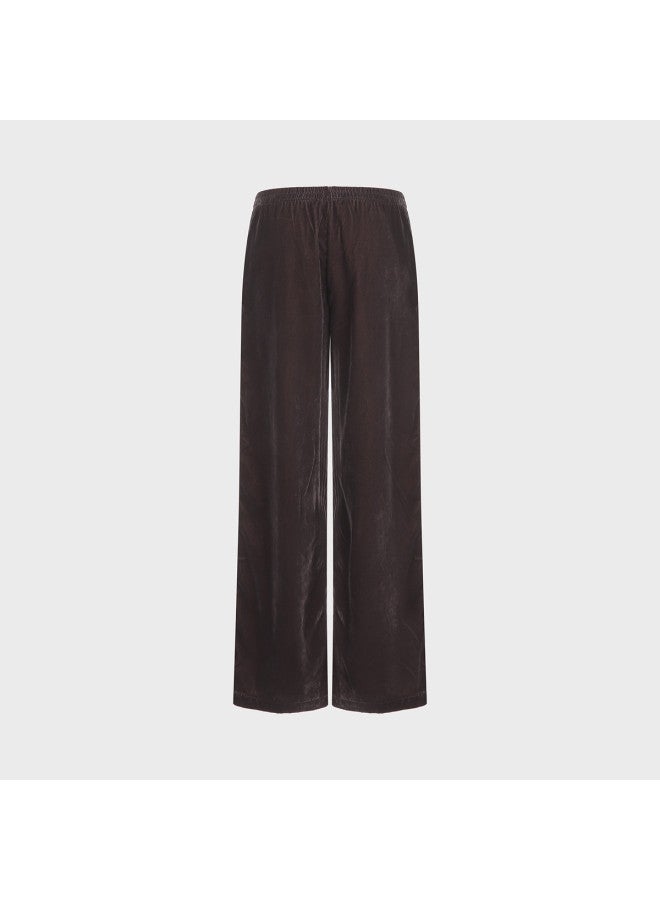 Zara women's Velvet Minimalist Solid Color Casual Versatile Soft Comfortable Loose Wide-leg Pants - Image 3
