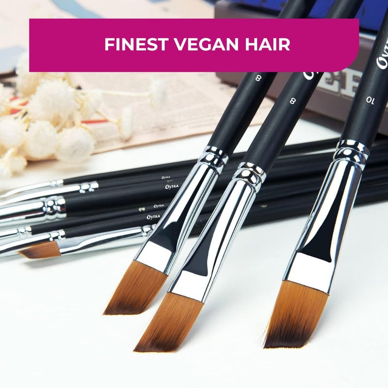 OYTRA Artists Angular Brush Set of 5 Handmade Soft Aqua Long Synthetic Hair with Stainless Wire Ideal for Art Paint, Watercolor, Quill, Oil Acrylics, - Image 4