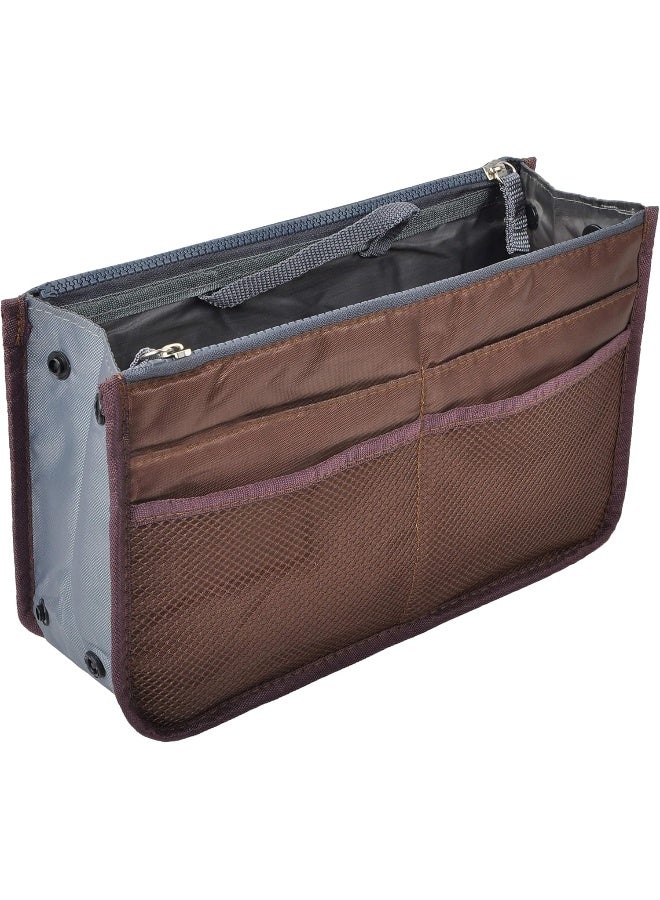 Vercord Vercord Purse Organizer Insert for Handbags Bag Organizers Inside Tote Pocketbook Women Nurse Nylon 13 Pockets Coffee Large  - Image 1