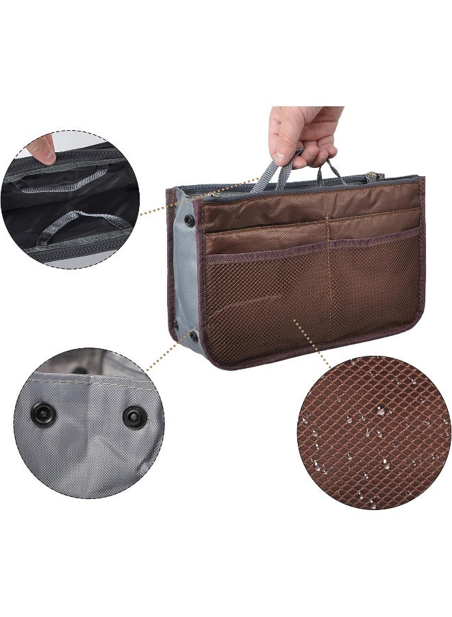 Vercord Vercord Purse Organizer Insert for Handbags Bag Organizers Inside Tote Pocketbook Women Nurse Nylon 13 Pockets Coffee Large  - Image 5