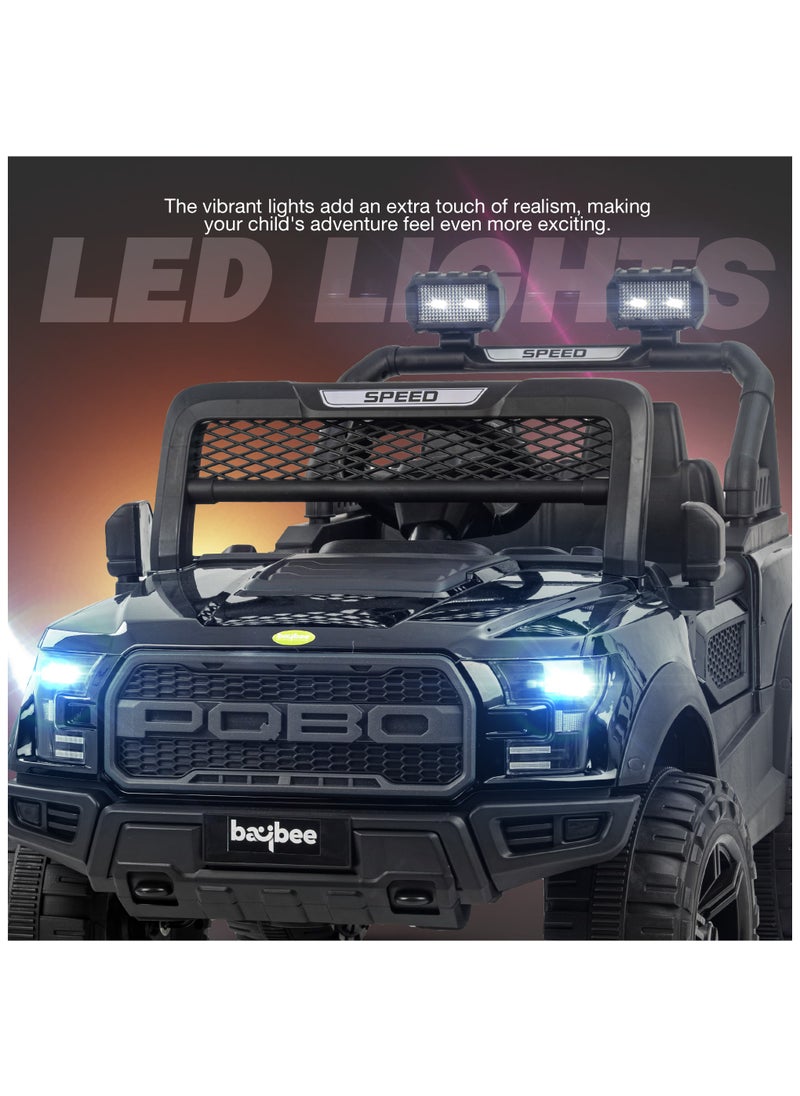 BAYBEE - Bronco Battery Operated Jeep for Kids Rechargeable Battery Car for Kids with Music Led Light Ride On Kids Car Jeep Racing Baby Car Electric Car for Kids Children 2 to 7 Years Boy Girl Black - Image 1