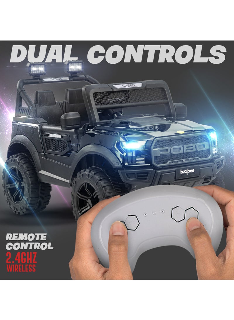 BAYBEE Bronco Battery Operated Jeep for Kids Rechargeable Battery Car for Kids with Music Led Light Ride On Kids Car Jeep Racing Baby Car Electric Car for Kids Children 2 to 7 Years Boy Girl Black  - Image 3