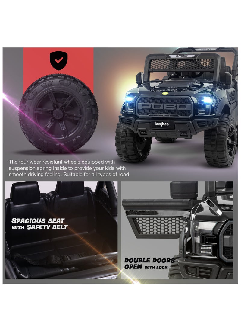 BAYBEE Bronco Battery Operated Jeep for Kids Rechargeable Battery Car for Kids with Music Led Light Ride On Kids Car Jeep Racing Baby Car Electric Car for Kids Children 2 to 7 Years Boy Girl Black  - Image 4