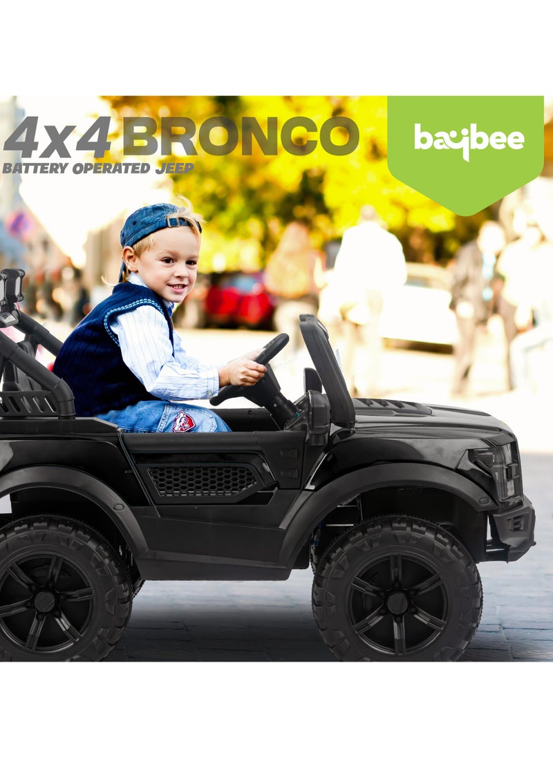 BAYBEE Bronco Battery Operated Jeep for Kids Rechargeable Battery Car for Kids with Music Led Light Ride On Kids Car Jeep Racing Baby Car Electric Car for Kids Children 2 to 7 Years Boy Girl Black  - Image 2