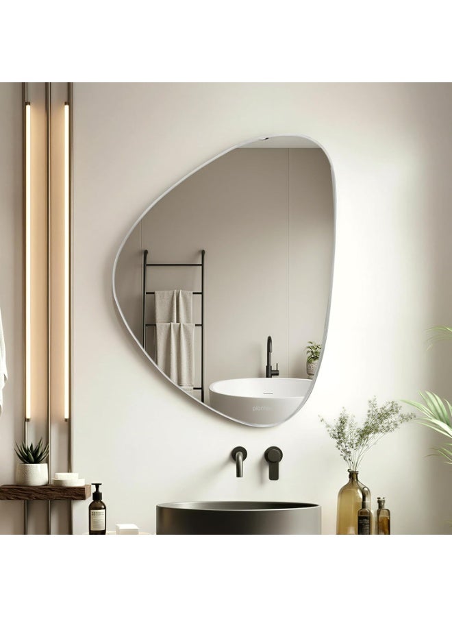 Plantex Glass Frameless Mirror for Wall/Triangle Mirror with Beveled Smooth Edges for Bathroom/Dressing Room/Living Room/Bedroom/Entryway - (24x18 Inch) - Image 1