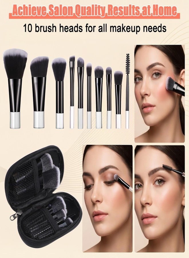 KFHENSOMR Travel Makeup Brush Set, 10 Pcs Mini with Pouch, Synthetic - Image 4