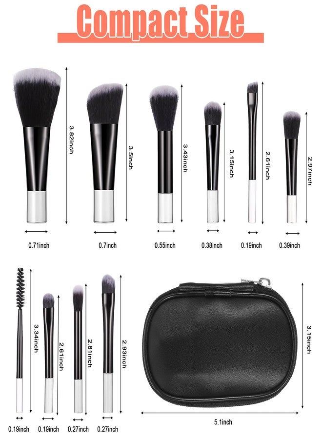 KFHENSOMR Travel Makeup Brush Set, 10 Pcs Mini with Pouch, Synthetic - Image 2