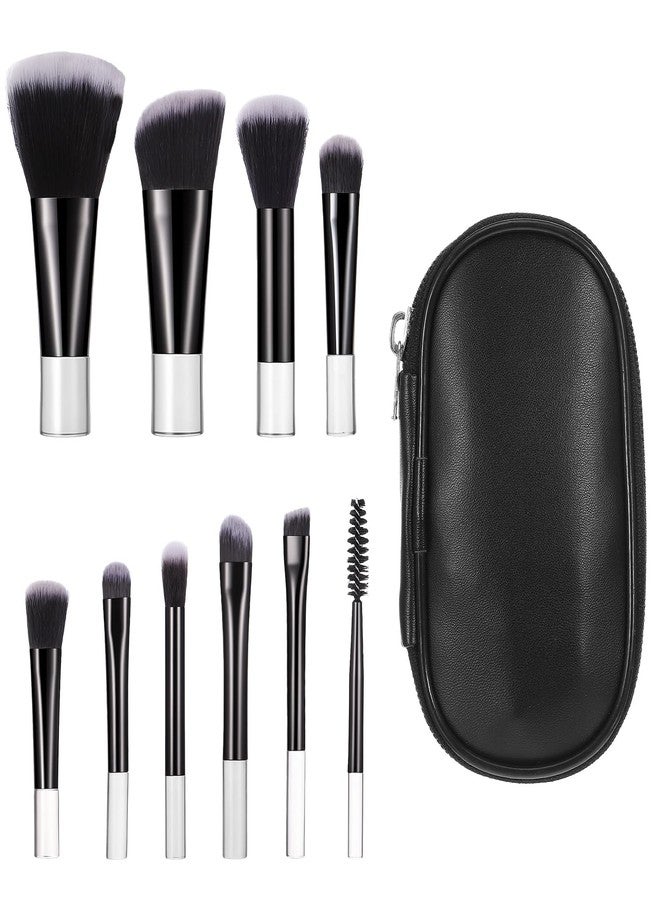 KFHENSOMR Travel Makeup Brush Set, 10 Pcs Mini with Pouch, Synthetic - Image 1