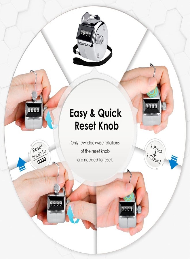 Trushine 4-Digits Metal Hand Tally Counter | Mechanical Palm Counter | Handheld Pitch Clicker Counter | Number Count for Row, People, Games, Fishing, Knitting - Image 5