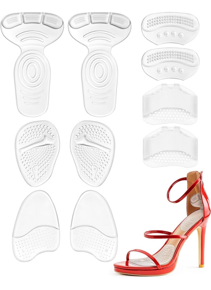 Meetion 10Pcs High Heel Comfort Pads, Ball of Foot Cushions for Heels, Silicone Shoe Inserts for Women Shoes Too Big, Soft Shoe Pads Insoles for High Heels (Clear-Silicone)  - Image 1