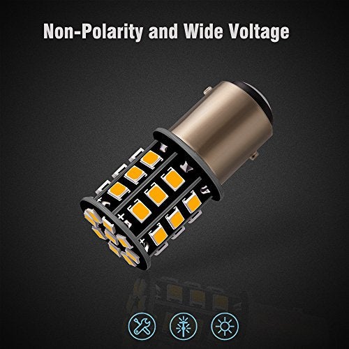 Antline 1157 2057 2357 7528 BAY15D LED Bulbs Amber Yellow, 12-24V Super Bright 1000 Lumens Replacement for Turn Signal Blinker Lights, Side Marker Lights (Pack of 4) - Image 2