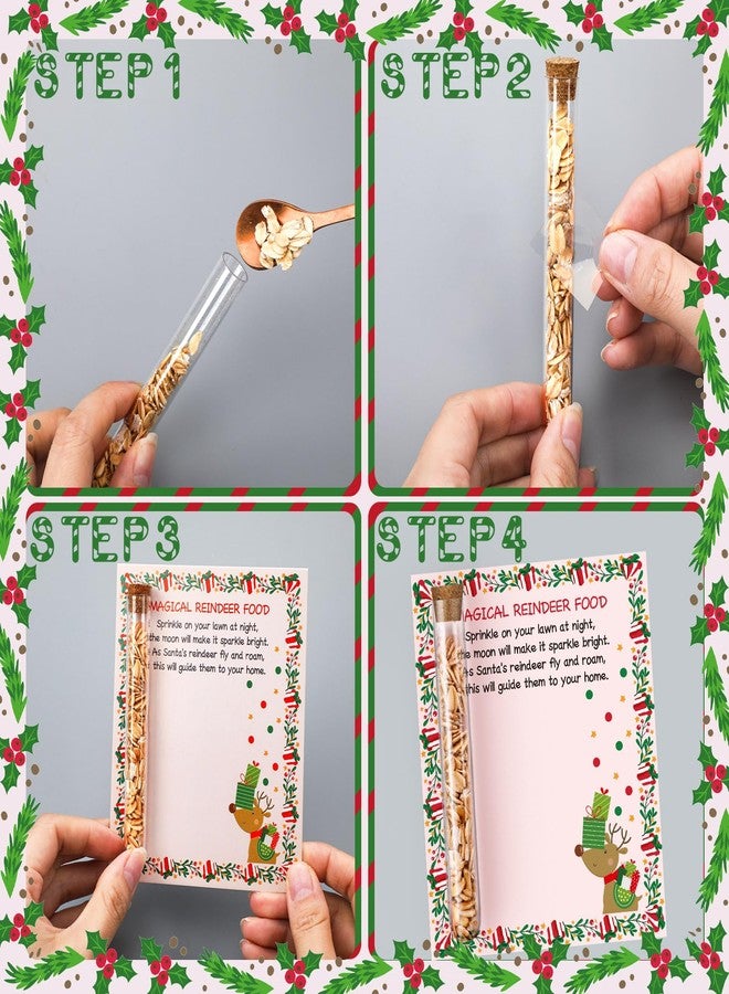 ايباك مجموعة إيباخ المكونة من 100 قطعة من طعام الرنة لعيد الميلاد، برطمانات مع بطاقات ورقية، هدية عيد الميلاد السحرية، أنابيب اختبار بلاستيكية شفافة مع سدادات فلين، طعام الرنة السحري، تقليد ليلة عيد الميلاد، لوازم حفلات عيد الميلاد - Image 5