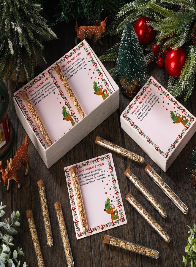 ايباك مجموعة إيباخ المكونة من 100 قطعة من طعام الرنة لعيد الميلاد، برطمانات مع بطاقات ورقية، هدية عيد الميلاد السحرية، أنابيب اختبار بلاستيكية شفافة مع سدادات فلين، طعام الرنة السحري، تقليد ليلة عيد الميلاد، لوازم حفلات عيد الميلاد - Image 4