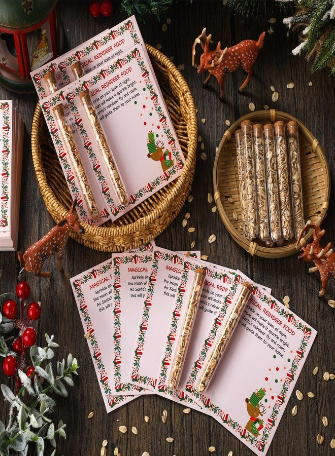 ايباك مجموعة إيباخ المكونة من 100 قطعة من طعام الرنة لعيد الميلاد، برطمانات مع بطاقات ورقية، هدية عيد الميلاد السحرية، أنابيب اختبار بلاستيكية شفافة مع سدادات فلين، طعام الرنة السحري، تقليد ليلة عيد الميلاد، لوازم حفلات عيد الميلاد - Image 2