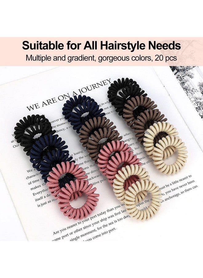JessLab Spiral Hair Ties 20 Pcs Traceless Phone Cord Hair Ties No Crease Spiral Bracelet Plastic Coil Ponytail Holders Nodamage Headband Hair Accessory For Girls Women Ladies Gift (Fabric Covered)  - Image 2