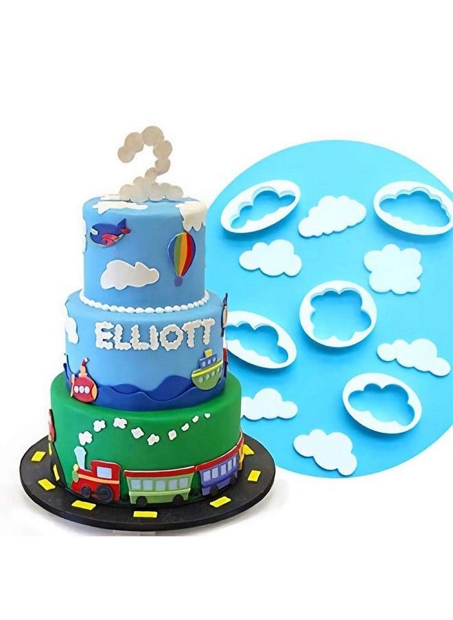PalkSky Cloud Fondant Cutter Fluffy Cloud Plastic Cookie Cutter Cake Mold Sugar Craft Mold Cake Decorating Tools(5Pcs)  - Image 1
