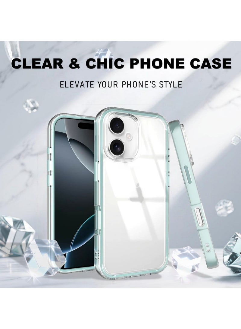 Clear Case for iPhone 16 – Shockproof Soft TPU Bumper Frame with Flexible Transparent Back, Crystle Pastel, Customizable with Kawaii Korean Bear Epoxy Resin Stickers (Lime Blue & Korean Bear Epoxy Resin Stickers) - Image 3