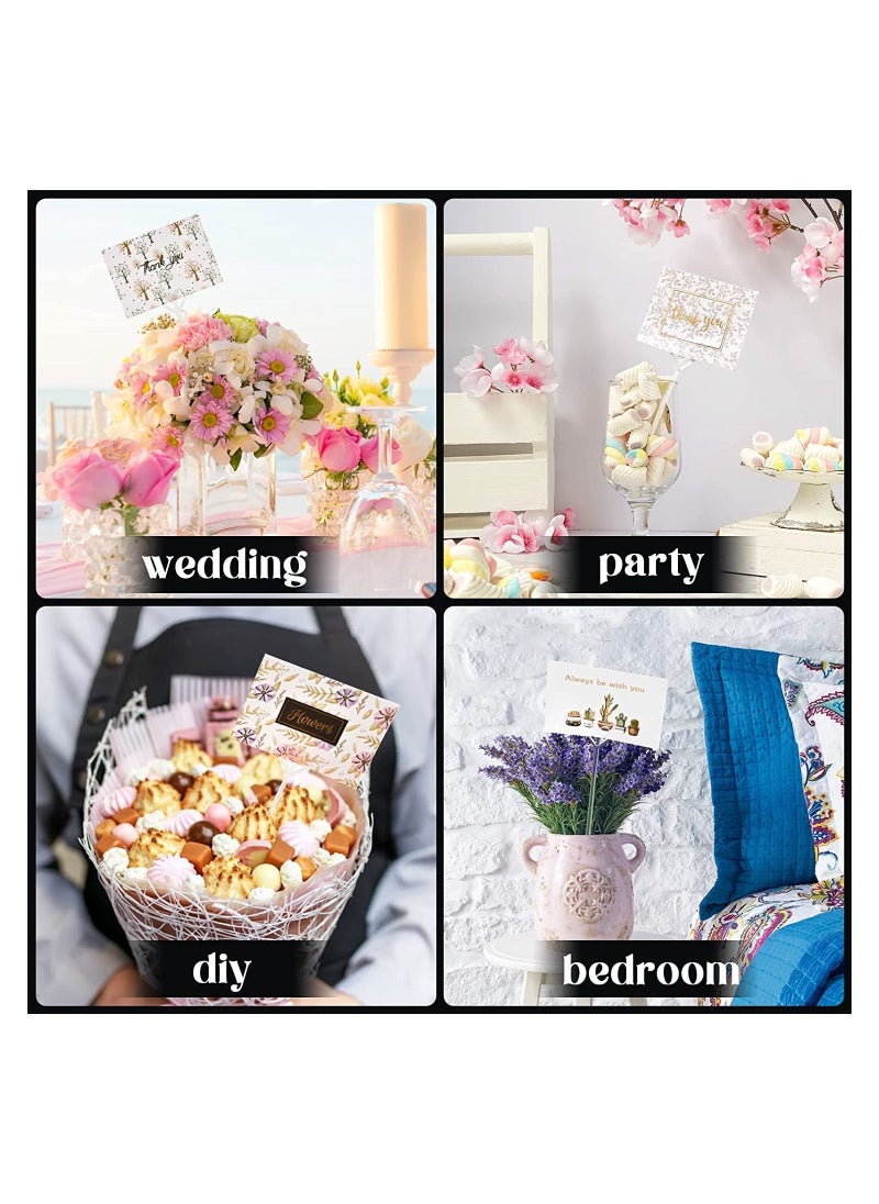 SYOSI Plastic Floral Picks, Floral Card Holders, 80pcs Heart Shape Flower Pickers Card Holders, Floral Pick Clip Card Note Photo Memo Holder for Floral Arrangement Wedding Birthday Flower Packaging Parties  - Image 3