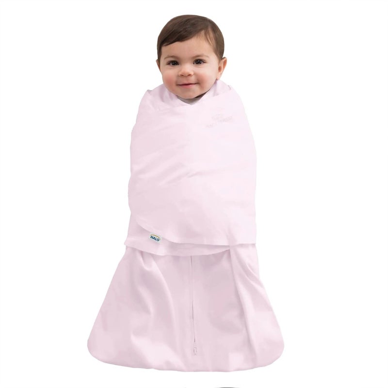 HALO Micro-Fleece Sleepsack Swaddle, 3-Way Adjustable Wearable Blanket, TOG 3.0, Soft Pink, Preemie - Image 2