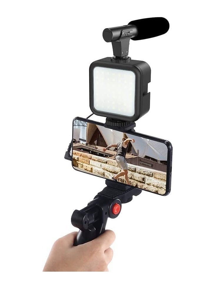 Smartphone  Camera Vlogging Studio Kits Video Shooting Photography Suit with Microphone LED Fill Light Mini Tripod - Image 3
