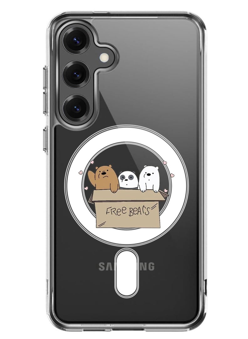 Theodor Magnetic Case for Samsung Galaxy S25 6.2-inch Compatible with MagSafe Wireless Charging, Shockproof Phone Bumper Cover We are bears - Image 1