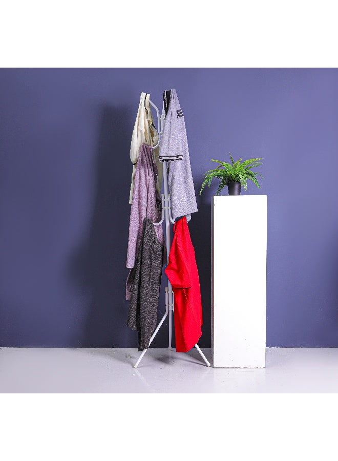 Royalford Clothes Hanger- RF12430/ with 8 Capped Hooks, Large Storage with Tripod Base, Cloth Stand/ Metal Construction, Perfect for Hanging Clothes, Coats, Skirts, Shirts, Sweaters, Bags, Caps, Umbrella, etc./ Black Black - Image 4