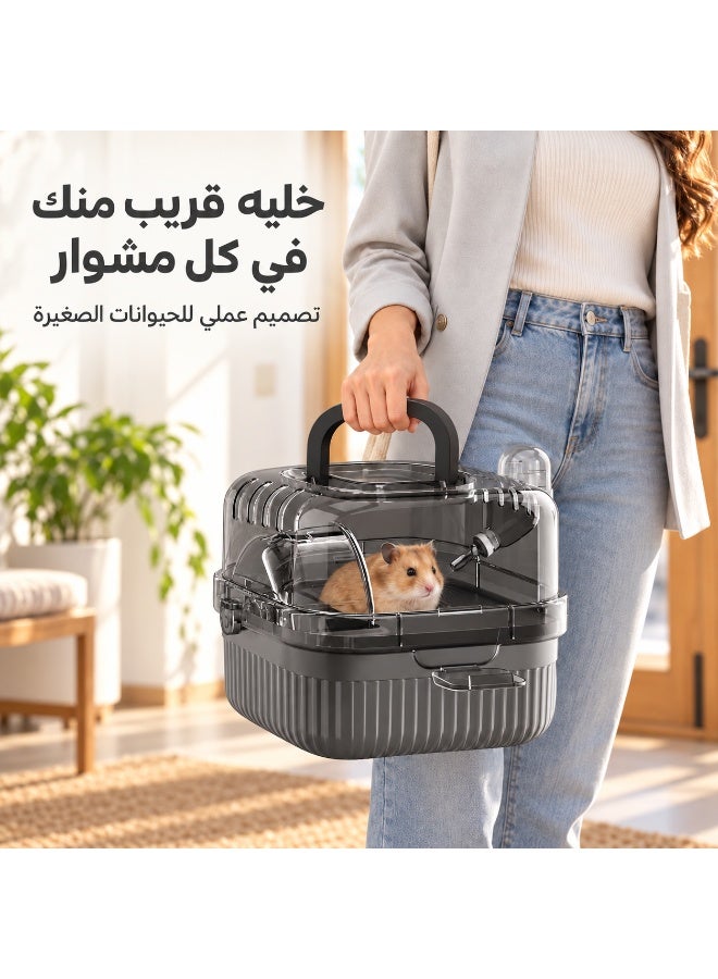 Portable Hamster Cage for Outdoor Travel - 2 Tier Hamster House Spacious Villa - Small Breathable Pet Carrier - Image 3