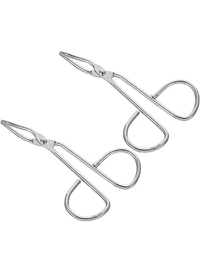 Stainless Steel Eyebrow Eyelash Applicator Tweezers Scissors Set For Facial Hair Grooming Silver - Image 1