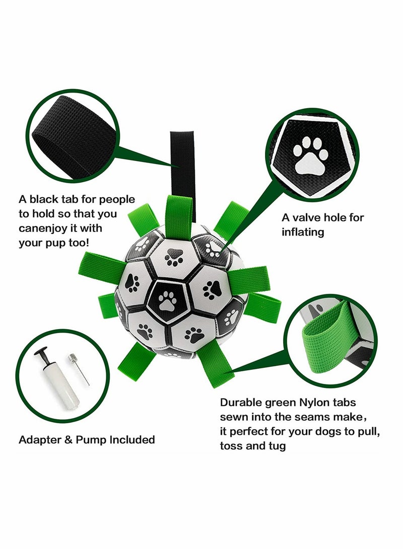 Interactive Dog Soccer Ball Toy for Small Medium Dogs Durable Rubber Water Play with Grab Tabs Tug of War Fun 59 Inch - Image 2