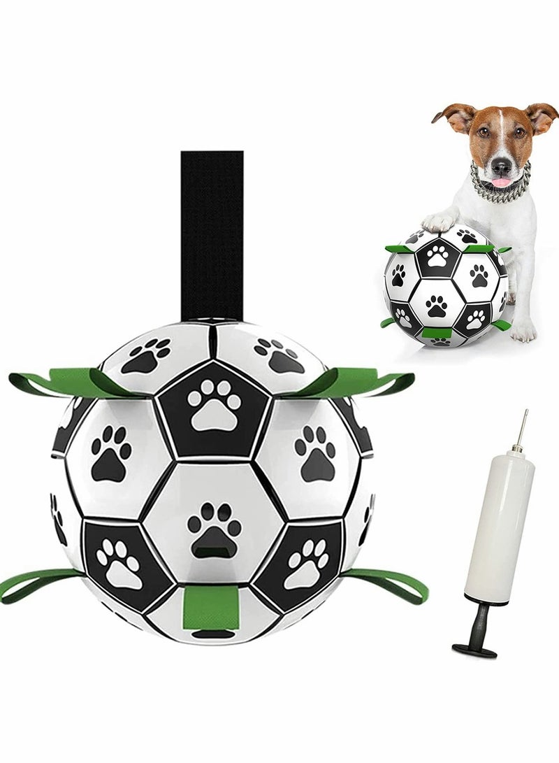 Interactive Dog Soccer Ball Toy for Small Medium Dogs Durable Rubber Water Play with Grab Tabs Tug of War Fun 59 Inch - Image 1