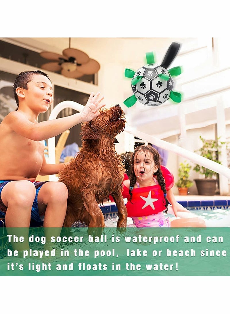 Interactive Dog Soccer Ball Toy for Small Medium Dogs Durable Rubber Water Play with Grab Tabs Tug of War Fun 59 Inch - Image 3