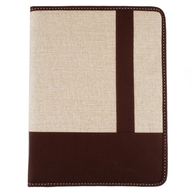 Asraw A4 Jute Professional File Folder Document Zipper Organizer for Corporate Meetings, Interview Portfolio, Certificates, Document Holder, Jute Conference File Folder (Chocolate-Brown) - Image 1