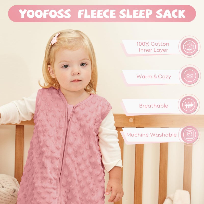 YOOFOSS Yoofoss Baby Sleeping Bag 1.5TOG with Plush Dots 2 Pack Newborn Sleep Sack 100% Cotton Soft Unisex Baby Wearable Blanket with 2-Way Zipper Toddler Sleeping Bag 6-12 Months - Image 2