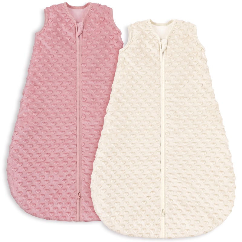 YOOFOSS Yoofoss Baby Sleeping Bag 1.5TOG with Plush Dots 2 Pack Newborn Sleep Sack 100% Cotton Soft Unisex Baby Wearable Blanket with 2-Way Zipper Toddler Sleeping Bag 6-12 Months - Image 1