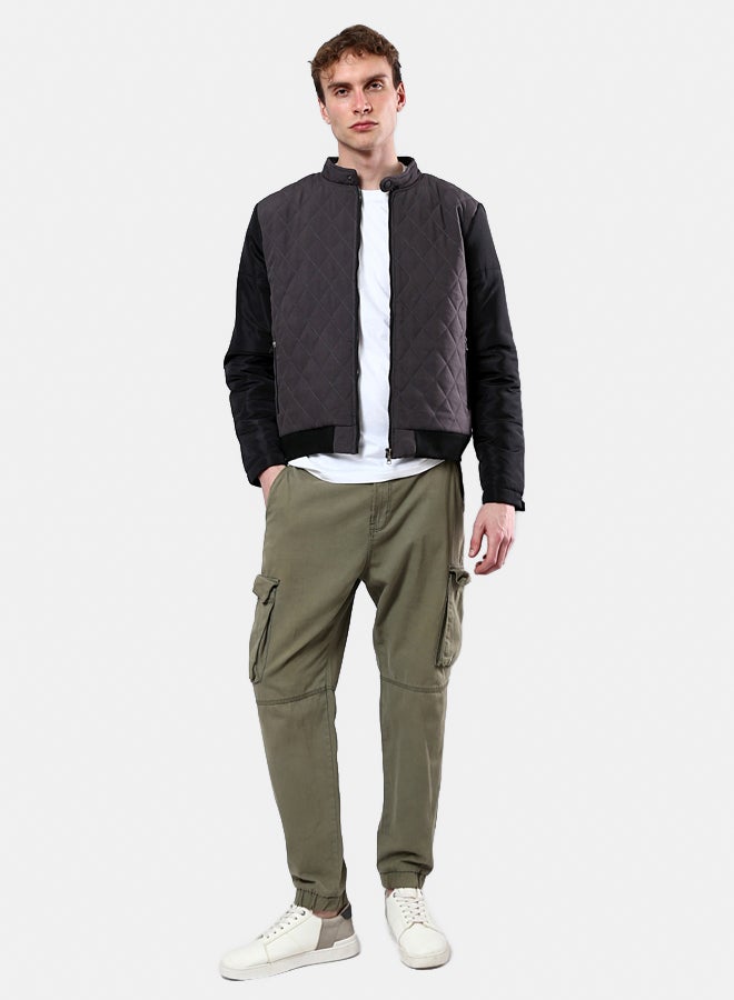 RAVIN Bi-Tone Dark Grey & Black Zipped Jacket 